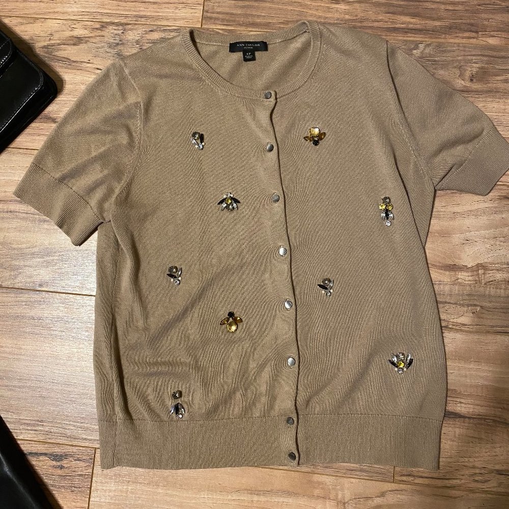 SOLD Ann Taylor P Large Beige Bee Sweater